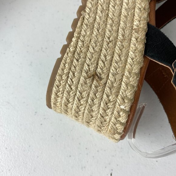 Musse & Cloud Espadrille Sandals Platform Womens 37 or US 6 Black Suede - Picture 7 of 10